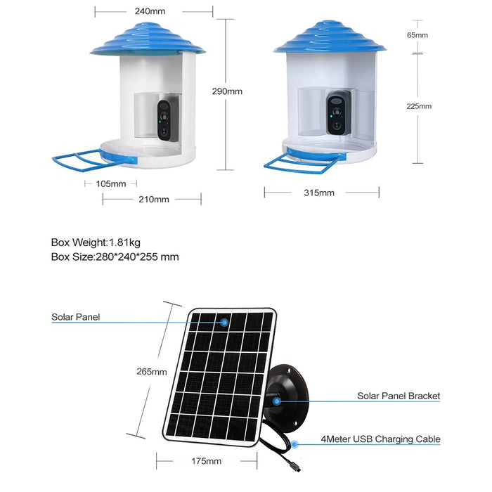 Ip66 Waterproof 2Mp Pir Motion Detection Two-Way Audio Night Vision Wifi Camera With Ai Bird Recognition Bird Watching House