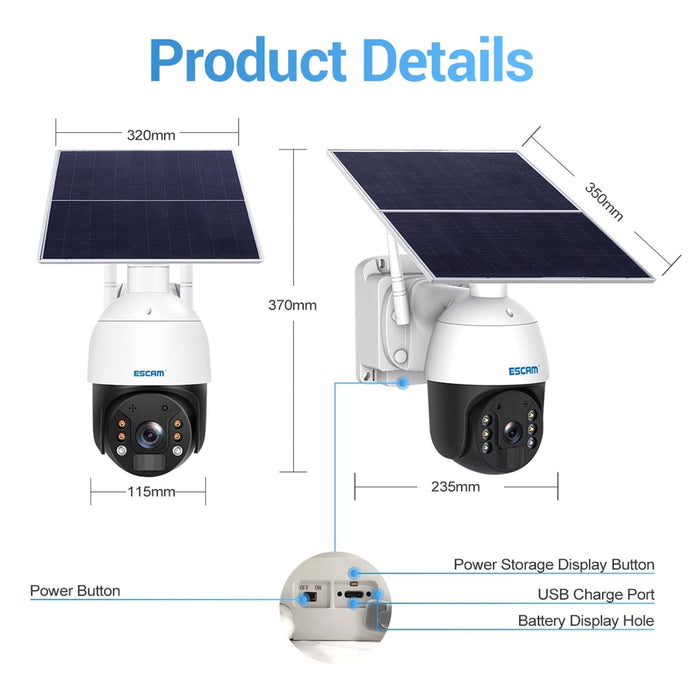 3Mp 24H Recording Cloud Storage Pt 4G Pir Alarm Ip Camera With Solar Panel Au Signal Bands