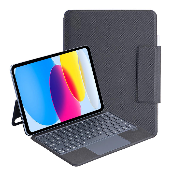10.9 Ipad 10Th Gen 2022 Bluetooth Keyboard Case - Black Leather With Backlight