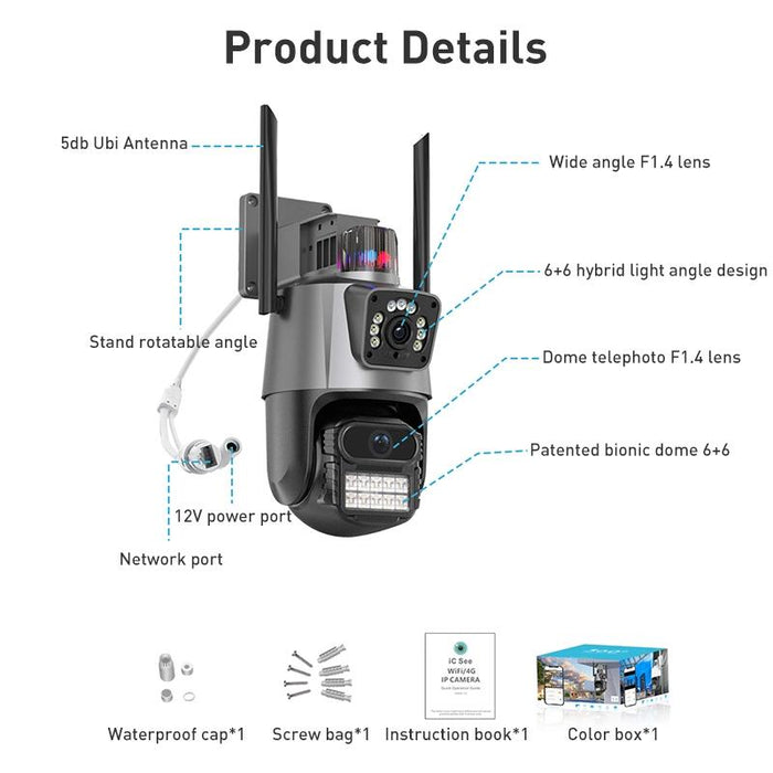 Humanoid Recognition Ai Alarm Wifi Spherical Dual 2Mp Ip Camera