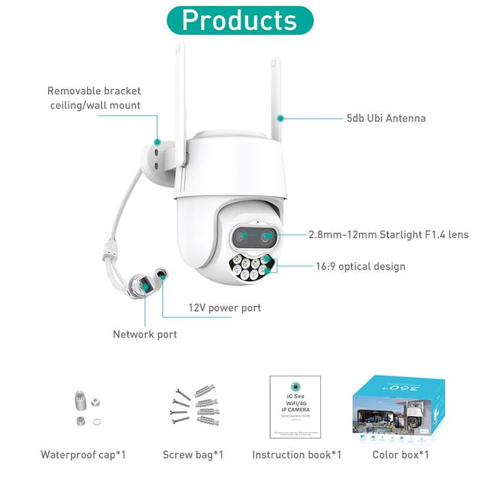 400W Dual Screen Dual Channel Synchronous Monitoring Ip Camera