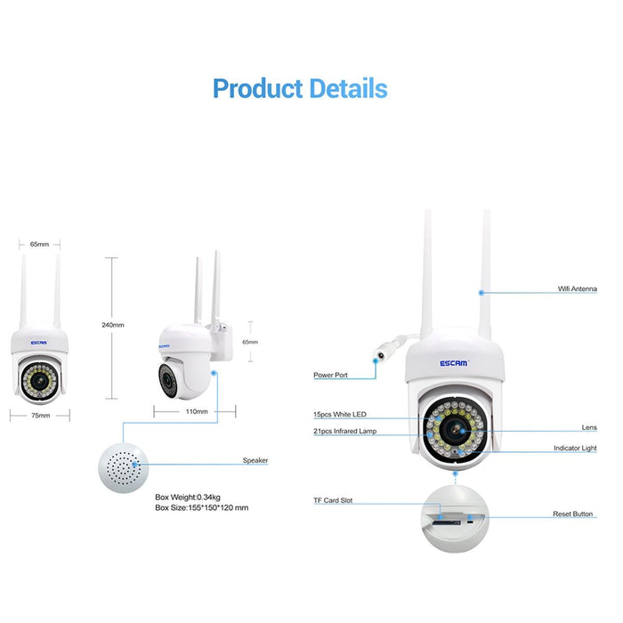 3Mp Smart Hd Wifi Camera Support Full Colour Night Vision / Motion Detection / Sound Alarm / Tf Card