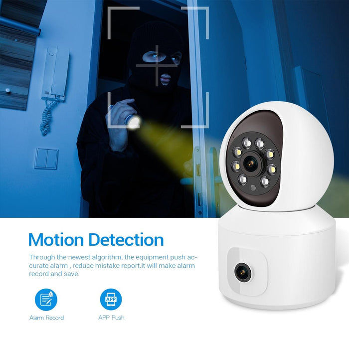 2Mp Dual Lens Dual Screen Surveillance Wifi Camera Support Two-Way Voice & Motion Detection