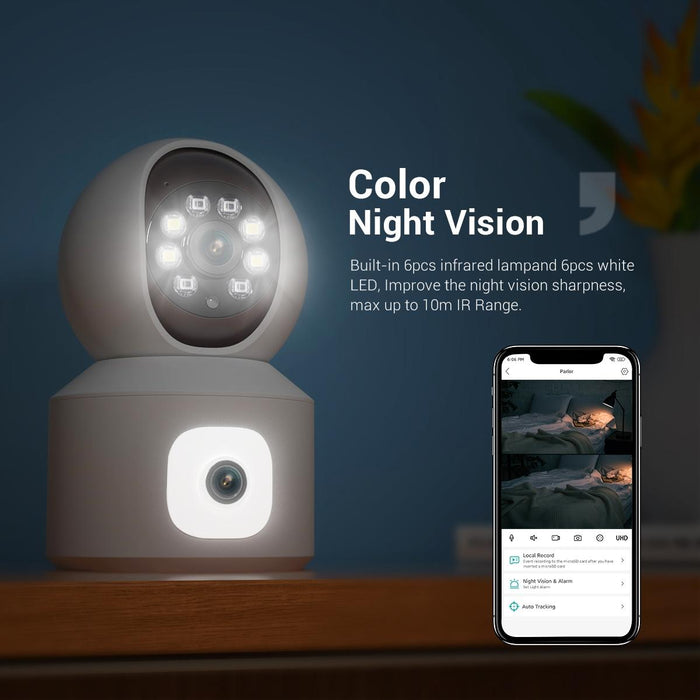 2Mp Dual Lens Dual Screen Surveillance Wifi Camera Support Two-Way Voice & Motion Detection