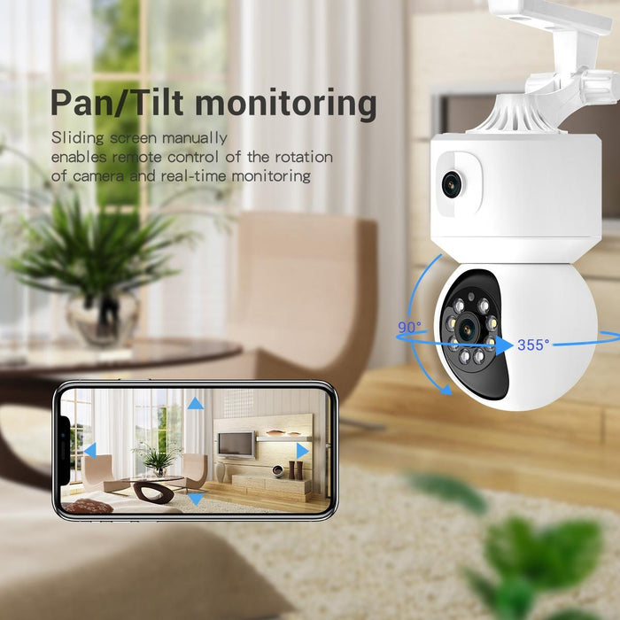 2Mp Dual Lens Dual Screen Surveillance Wifi Camera Support Two-Way Voice & Motion Detection