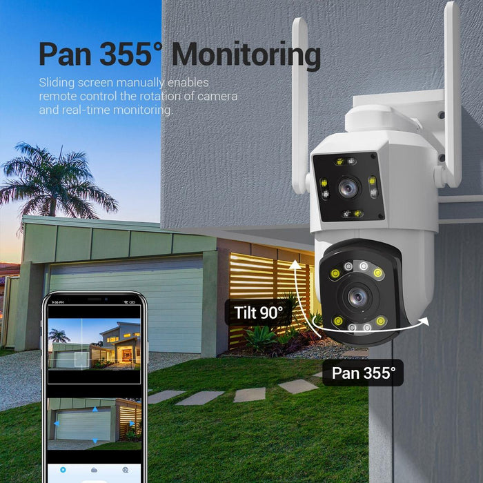 2Mp Dual Lens Dual Screen Monitor Wifi Camera Support Two-Way Voice & Motion Detection & Cloud Storage