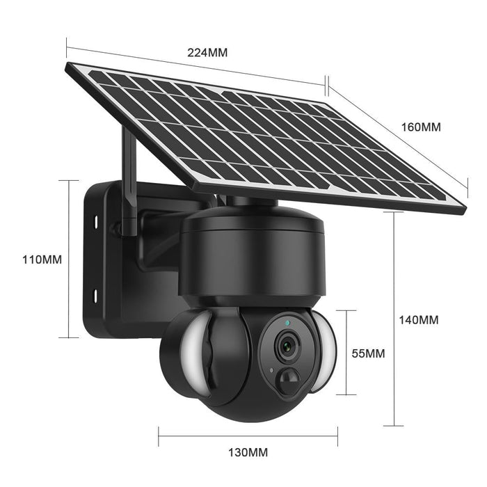 Ip66 Waterproof 4G 3Mp Solar Dome Ip Camera Two-Way Audio & Pir Motion Detection & Night Vision