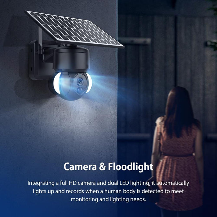 Ip66 Waterproof 4G 3Mp Solar Dome Ip Camera Two-Way Audio & Pir Motion Detection & Night Vision