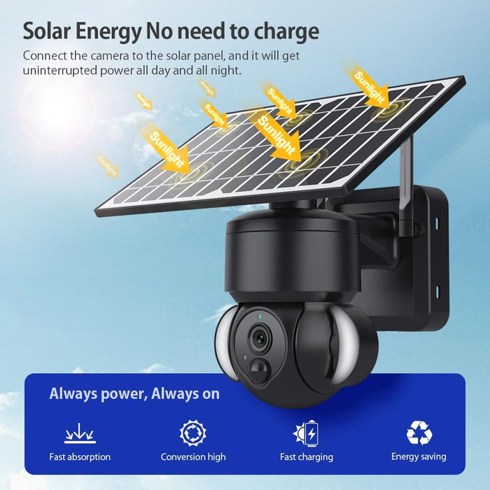 Ip66 Waterproof 4G 3Mp Solar Dome Ip Camera Two-Way Audio & Pir Motion Detection & Night Vision