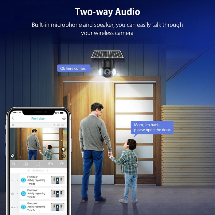 Ip66 Waterproof 4G 3Mp Solar Dome Ip Camera Two-Way Audio & Pir Motion Detection & Night Vision