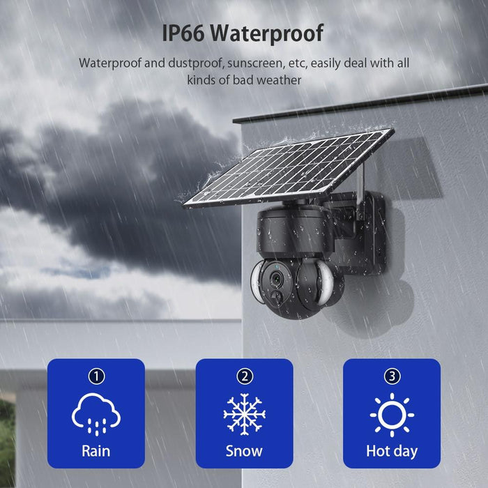 Ip66 Waterproof 4G 3Mp Solar Dome Ip Camera Two-Way Audio & Pir Motion Detection & Night Vision