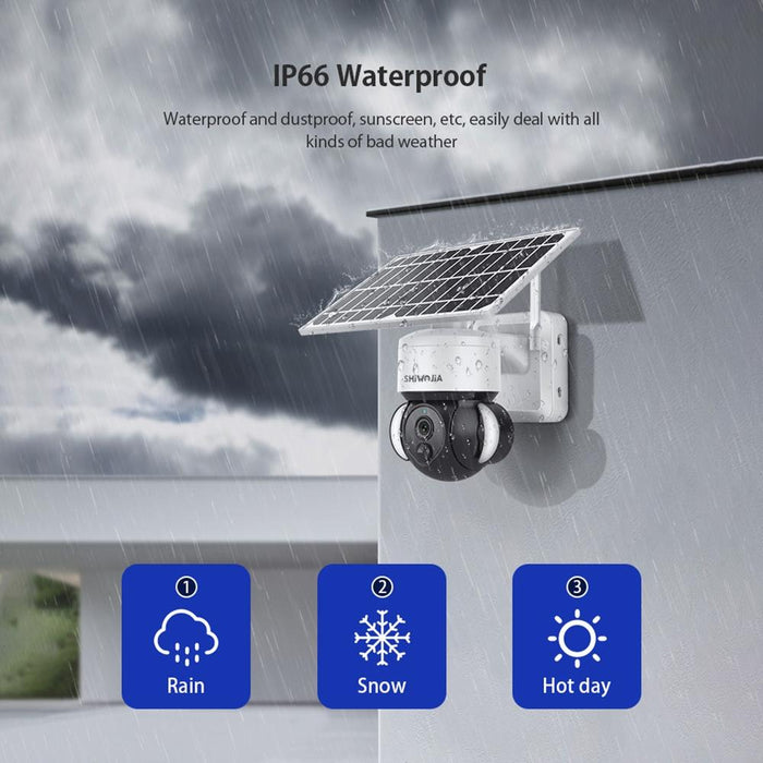 Ip66 Waterproof 4G 3Mp Solar Dome Ip Camera Two-Way Audio & Pir Motion Detection & Night Vision