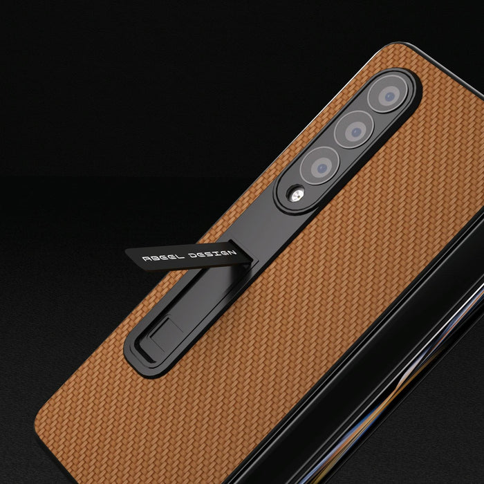 Carbon Fiber Texture Phone Case With Holder For Samsung