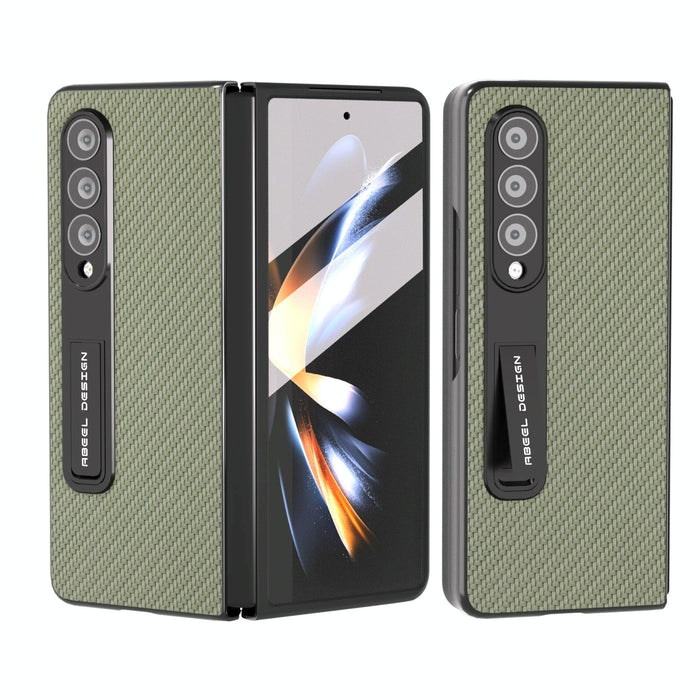 Carbon Fiber Texture Phone Case With Holder For Samsung