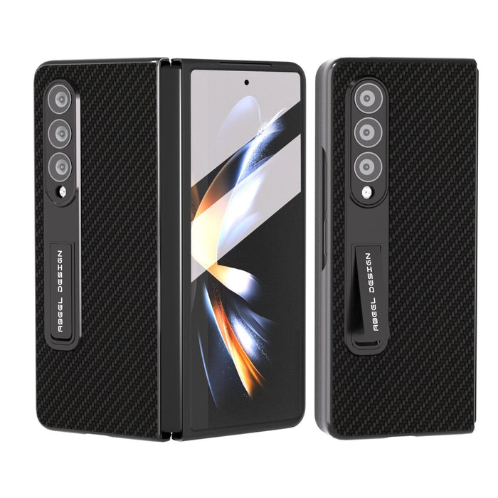 Carbon Fiber Texture Phone Case With Holder For Samsung