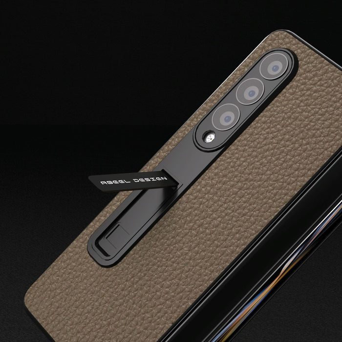 Leather Litchi Texture Phone Case With Holder For Samsung