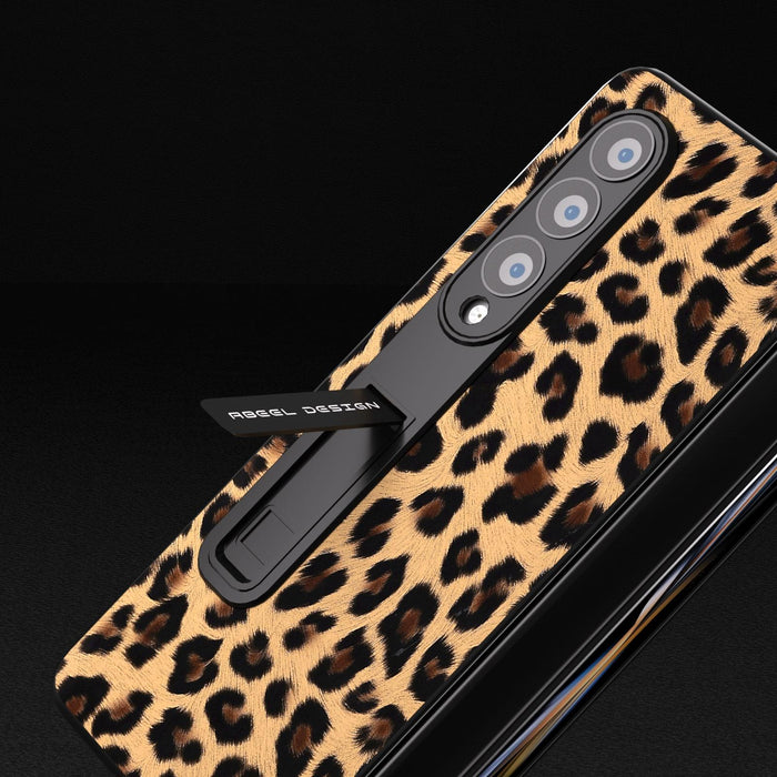 Leopard Print Phone Case With Holder Edge For Samsung