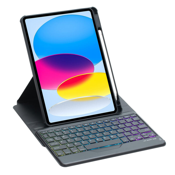 For Ipad 10Th Gen 10.9 2022 360 Rotation Acrylic Transparent Bluetooth Keyboard Leather Case With Backlight