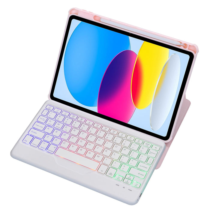 For Ipad 10Th Gen 10.9 2022 360 Rotation Acrylic Transparent Bluetooth Keyboard Leather Case With Backlight