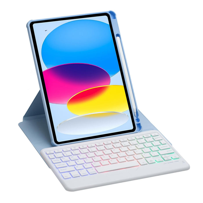 For Ipad 10Th Gen 10.9 2022 360 Rotation Acrylic Transparent Bluetooth Keyboard Leather Case With Backlight