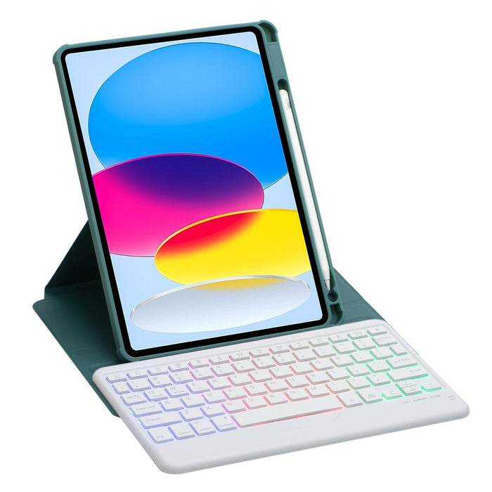 For Ipad 10Th Gen 10.9 2022 360 Rotation Acrylic Transparent Bluetooth Keyboard Leather Case With Backlight