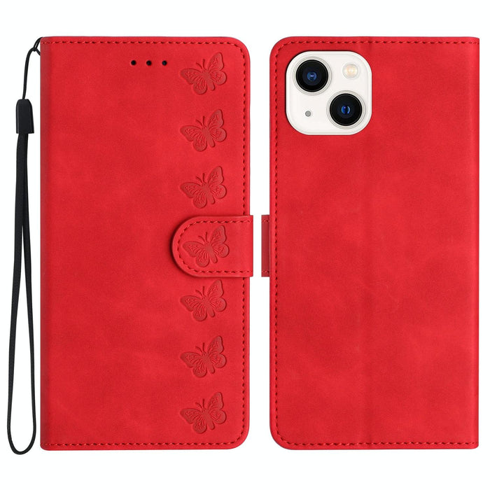 Seven Butterflies Embossed Leather Phone Case For Iphone 15