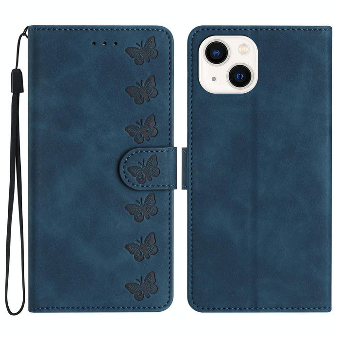 Seven Butterflies Embossed Leather Phone Case For Iphone 15