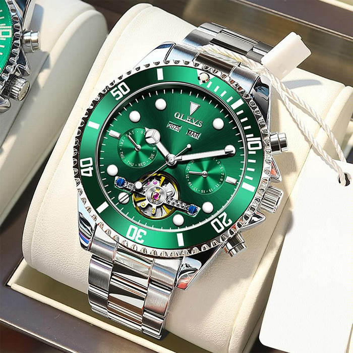 6605 Men Multifunctional Waterproof Mechanical Watch