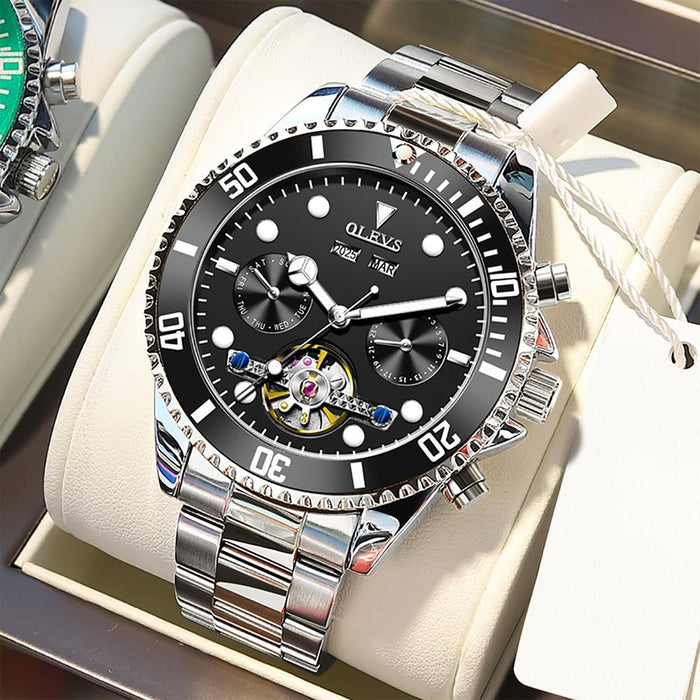 6605 Men Multifunctional Waterproof Mechanical Watch