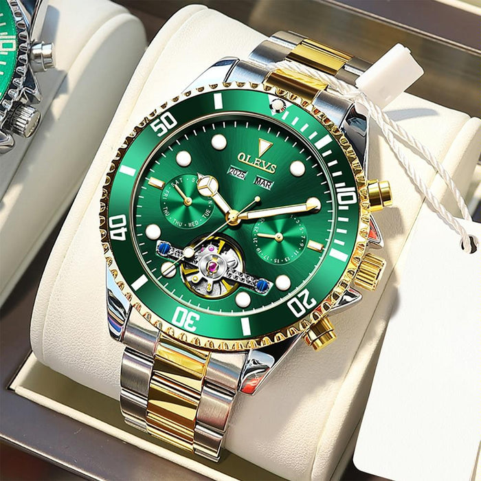 6605 Men Multifunctional Waterproof Mechanical Watch