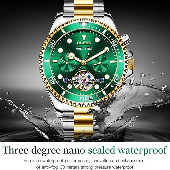 6605 Men Multifunctional Waterproof Mechanical Watch