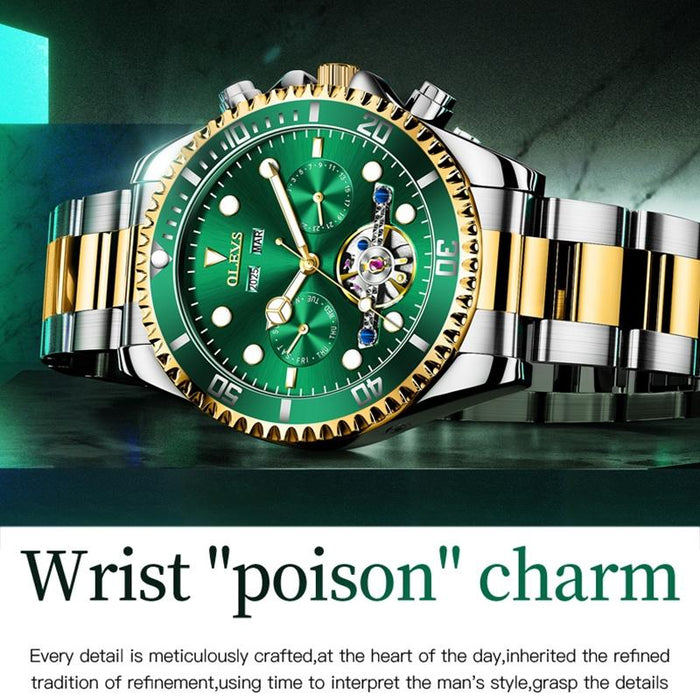 6605 Men Multifunctional Waterproof Mechanical Watch