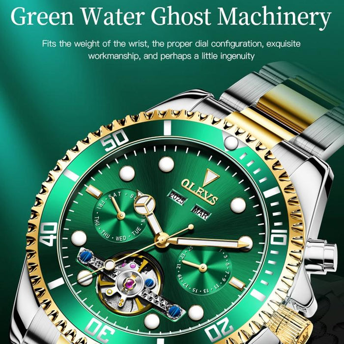 6605 Men Multifunctional Waterproof Mechanical Watch