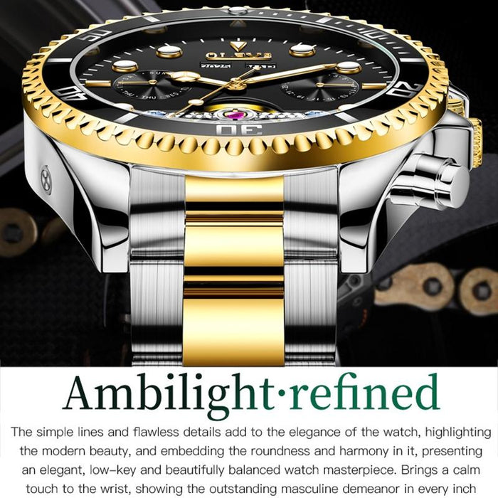 6605 Men Multifunctional Waterproof Mechanical Watch