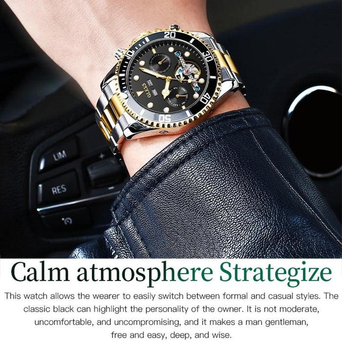 6605 Men Multifunctional Waterproof Mechanical Watch