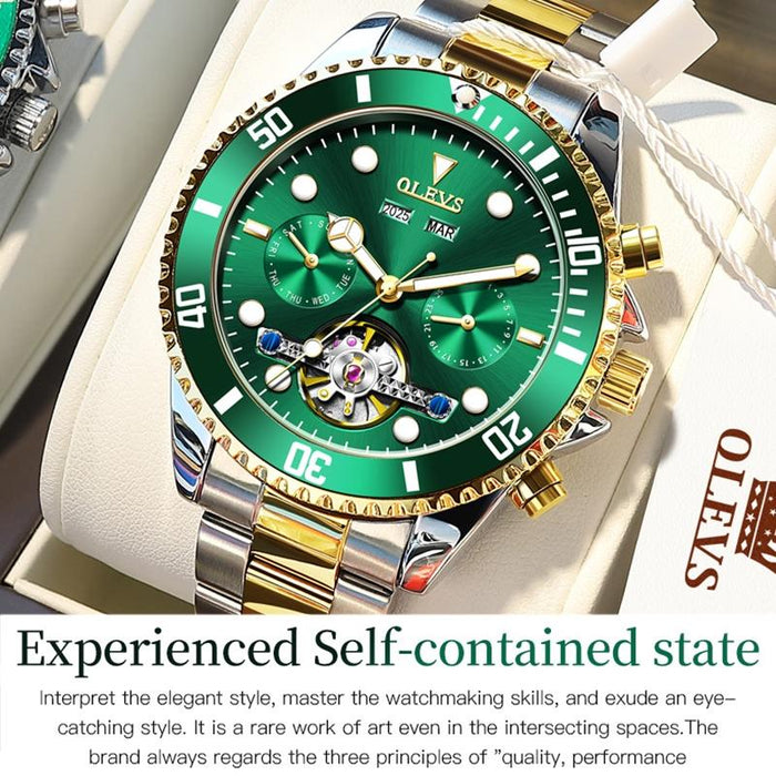 6605 Men Multifunctional Waterproof Mechanical Watch