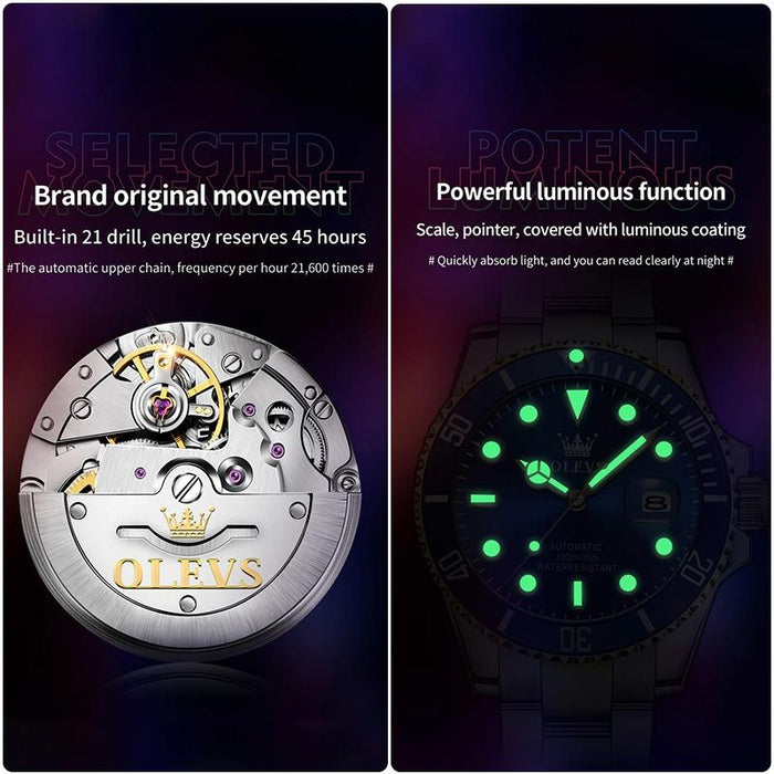 6650 Men Luminous Waterproof Mechanical Watch