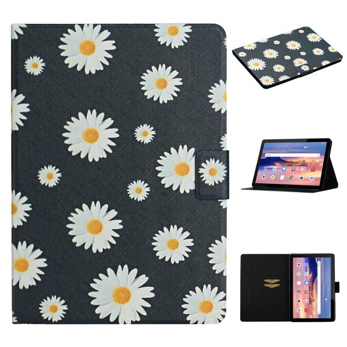 Flower Pattern Horizontal Flip Leather Case With Card Slots & Holder