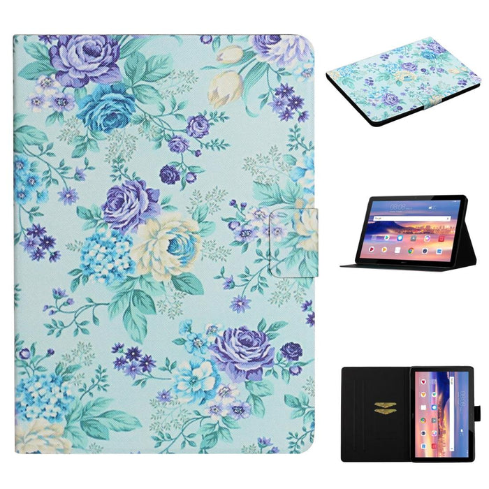 Flower Pattern Horizontal Flip Leather Case With Card Slots & Holder
