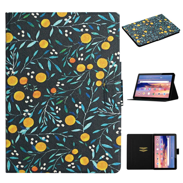 Flower Pattern Horizontal Flip Leather Case With Card Slots & Holder