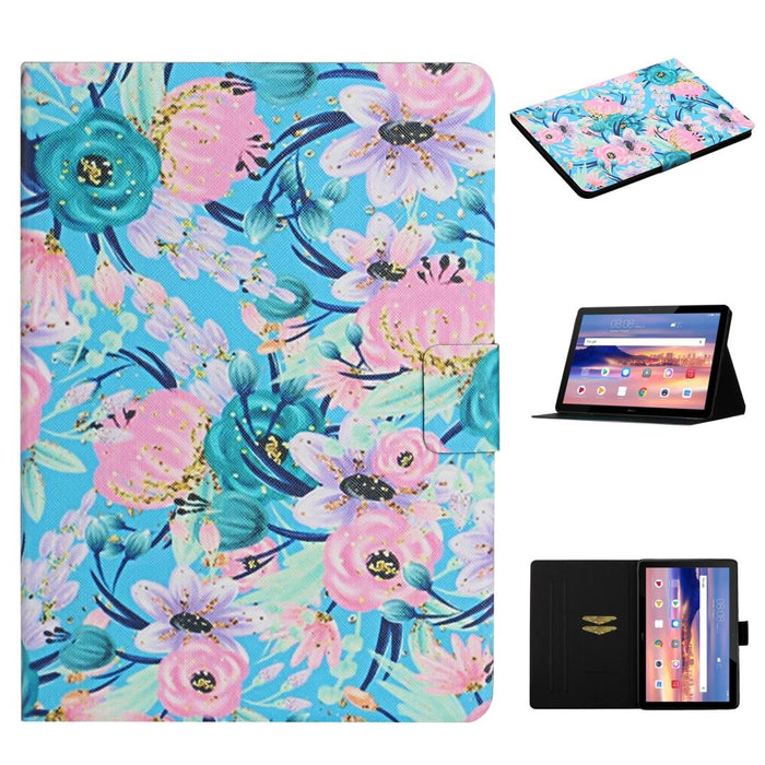 Flower Pattern Horizontal Flip Leather Case With Card Slots & Holder