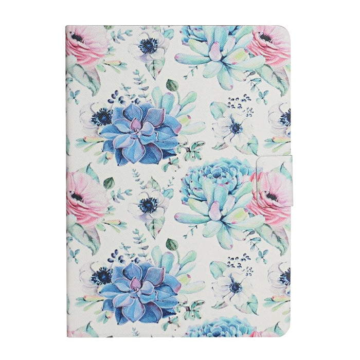 Flower Pattern Horizontal Flip Leather Case With Card Slots & Holder
