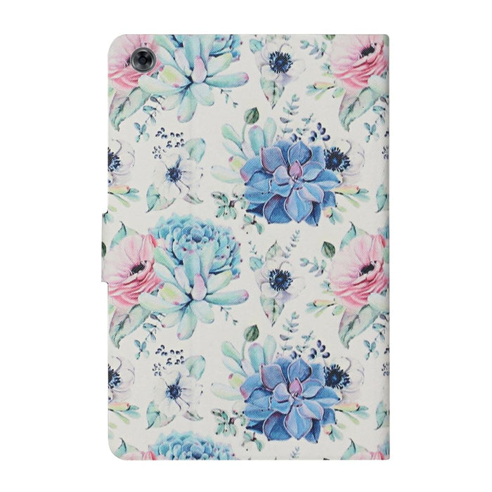 Flower Pattern Horizontal Flip Leather Case With Card Slots & Holder