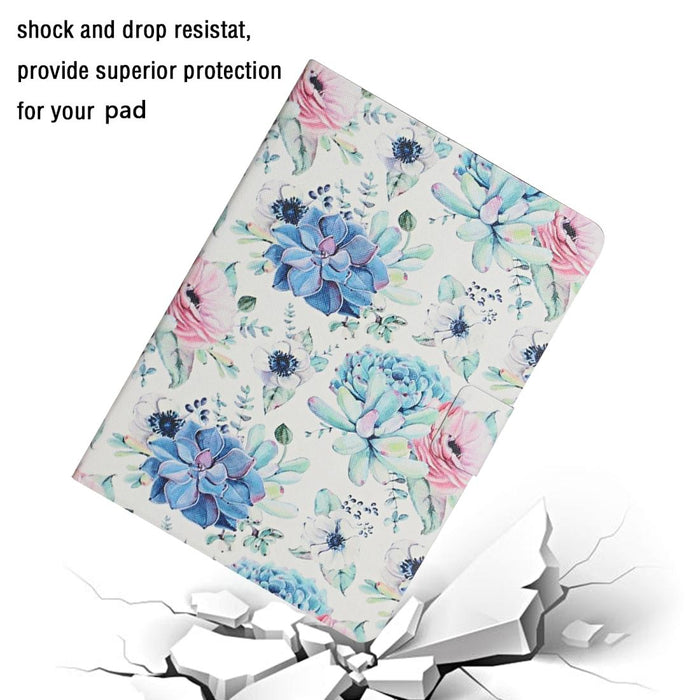 Flower Pattern Horizontal Flip Leather Case With Card Slots & Holder