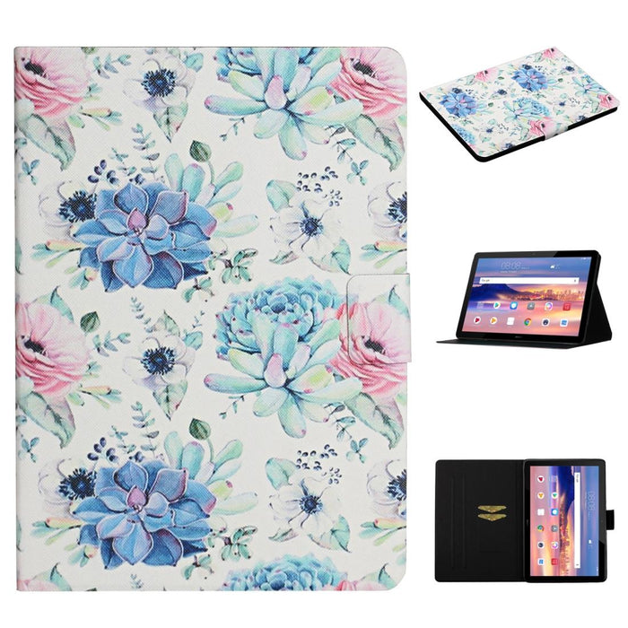 Flower Pattern Horizontal Flip Leather Case With Card Slots & Holder