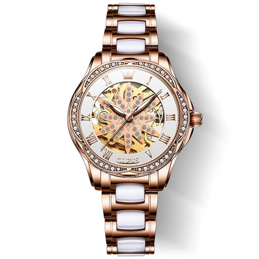 Women Waterproof Mechanical Watch with Ceramic Band