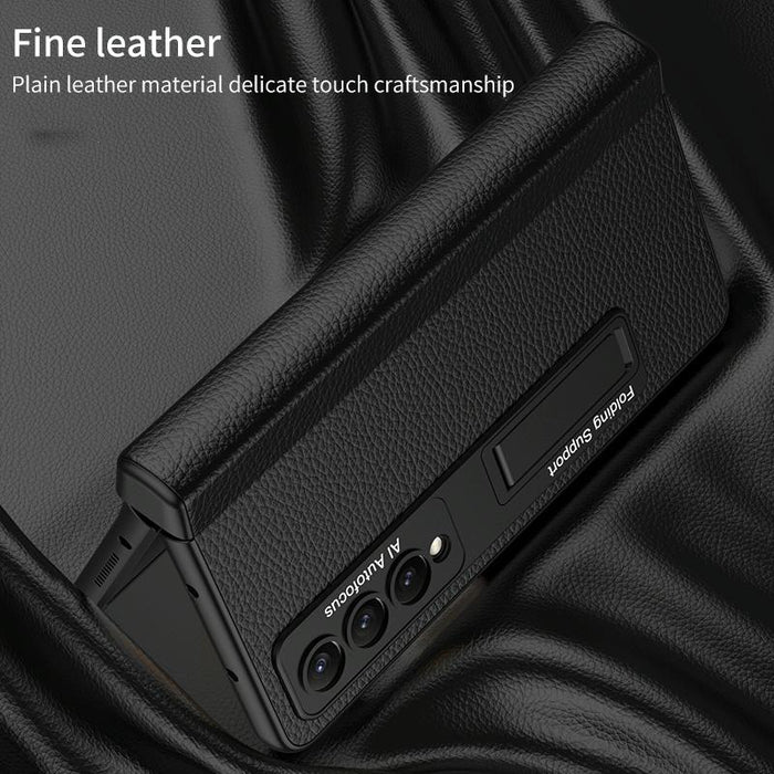 Foldable Leather Phone Case With Integrated Hinge And Holder