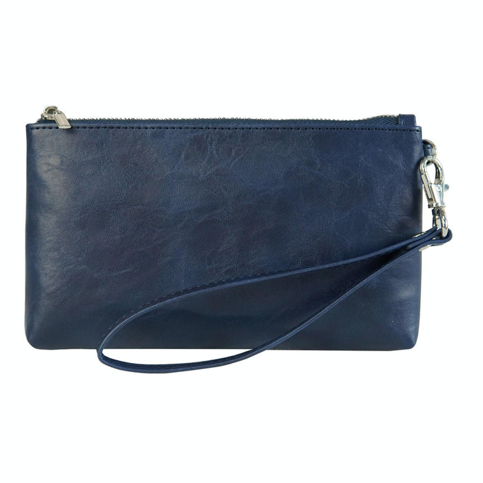 6 Inch Simple Retro Leather Clutch Zipper Bag