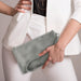 6 Inch Simple Retro Leather Clutch Zipper Bag