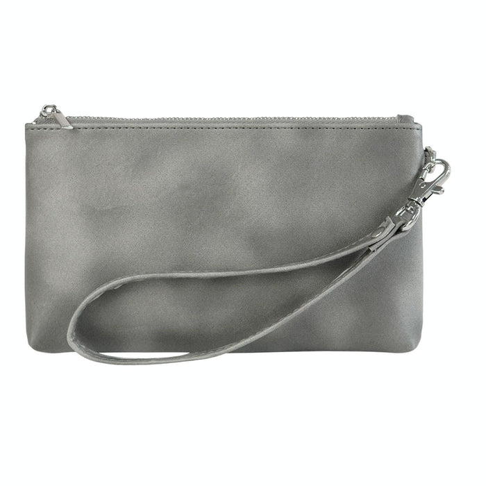 6 Inch Simple Retro Leather Clutch Zipper Bag